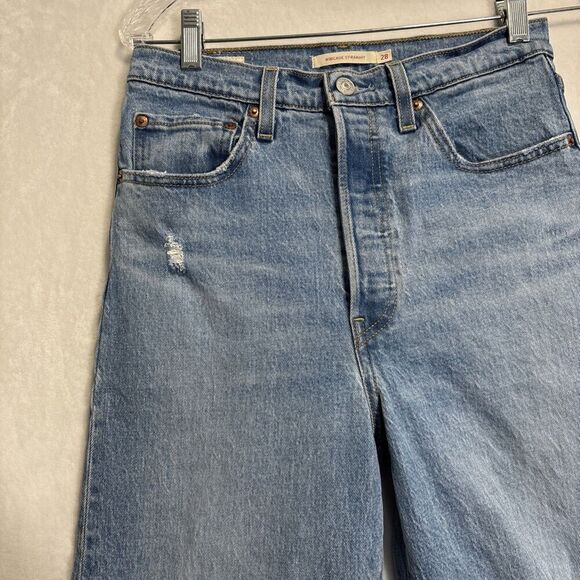 Levi's Premium Jeans Women's 28 Ribcage Straight Ankle High Rise Button Fly Blue - Picture 11 of 16